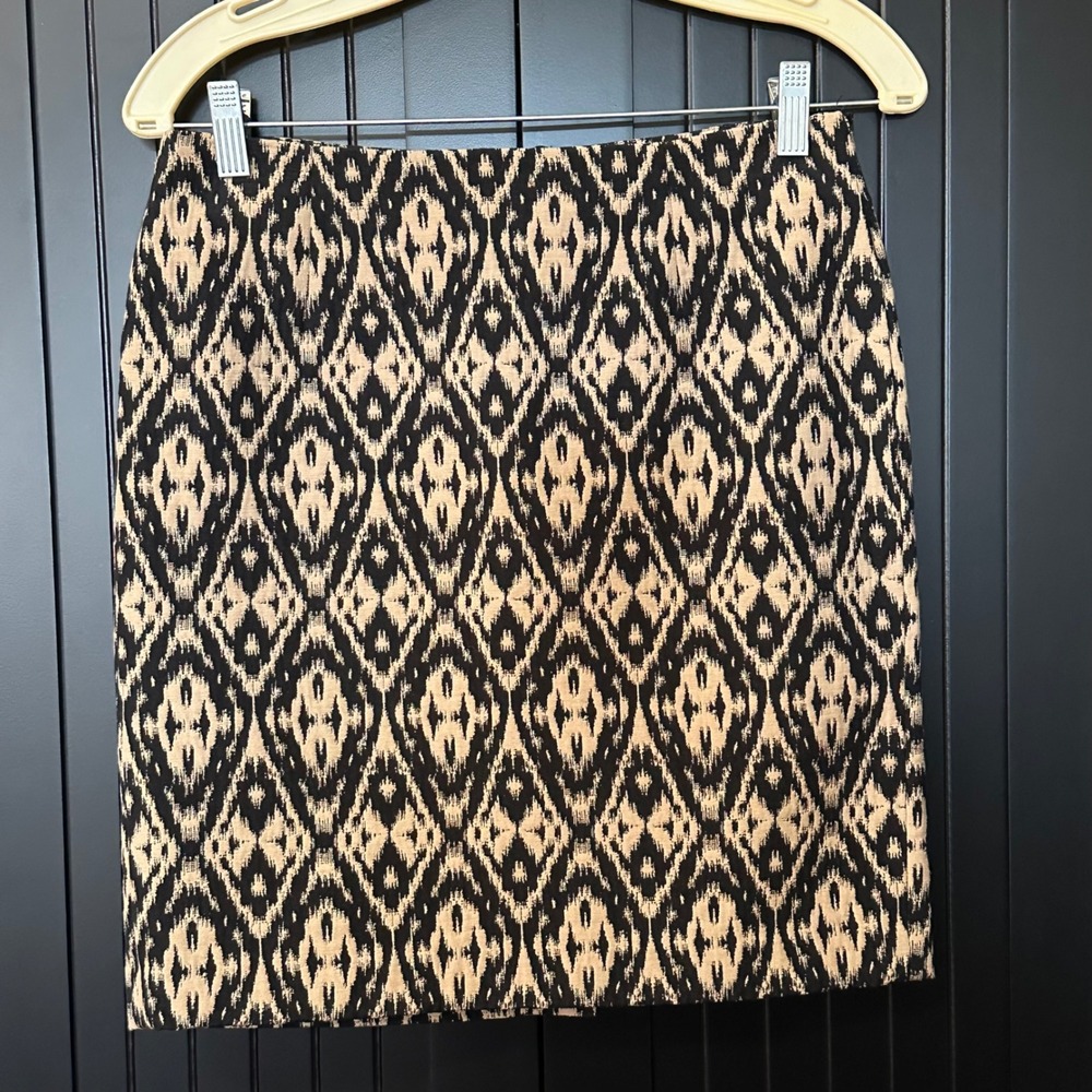 Willi Smith Skirt Size 4 Ikat Print Pencil Boho Dark Academia Designer Modern